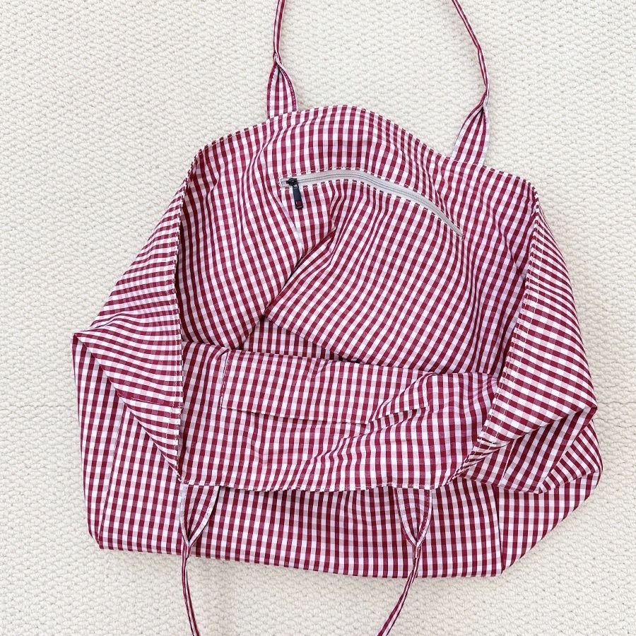 2024 Large Plaid Canvas Tote Bag Casual Shopping Shoulder Bag Student Vintage Ins - Image 4
