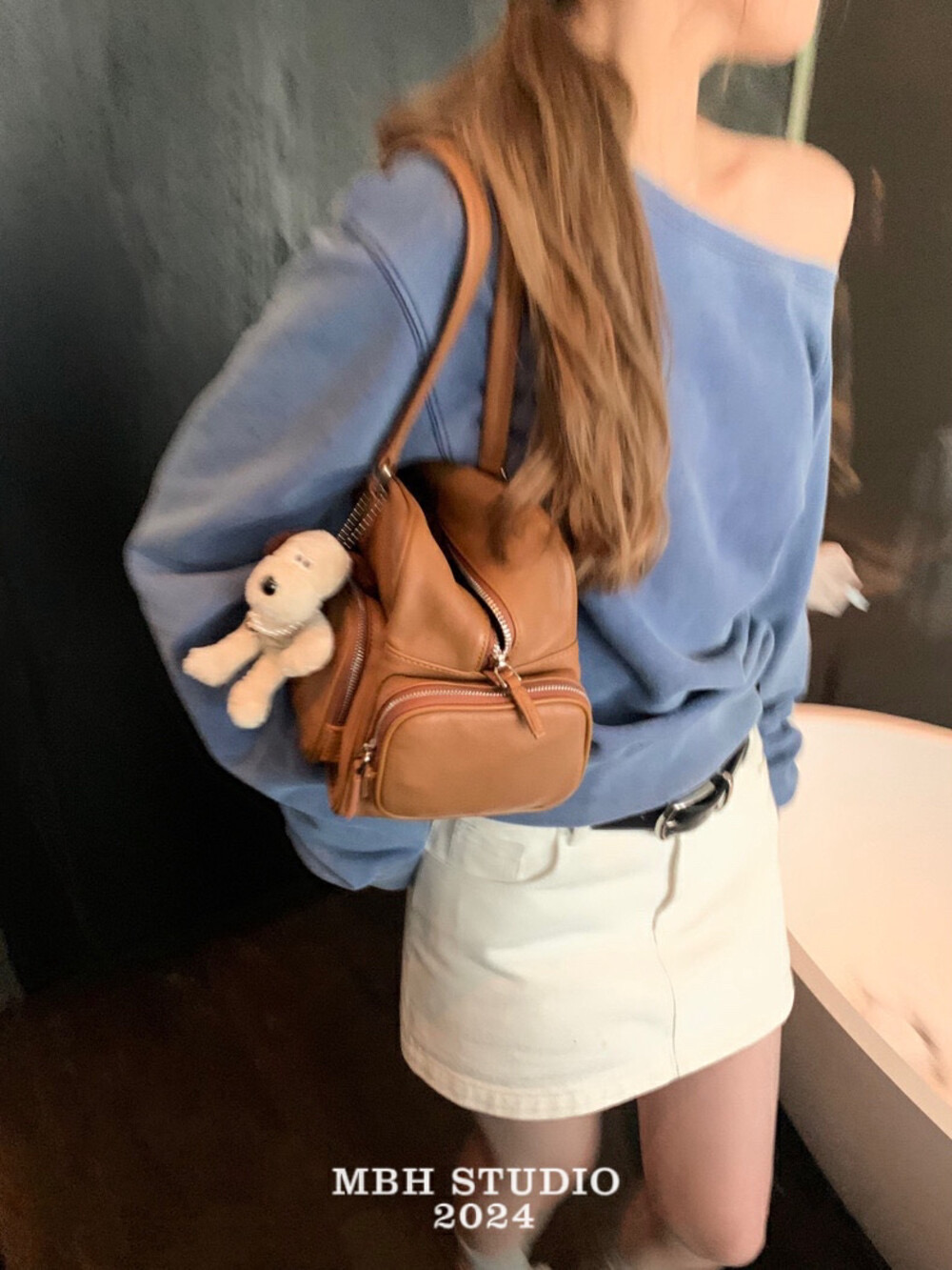 MBH Vintage Motorcycle Multi-Pocket Top Layer Cowhide Commuter Large Capacity Tote Shoulder Bag Handbag - Image 2