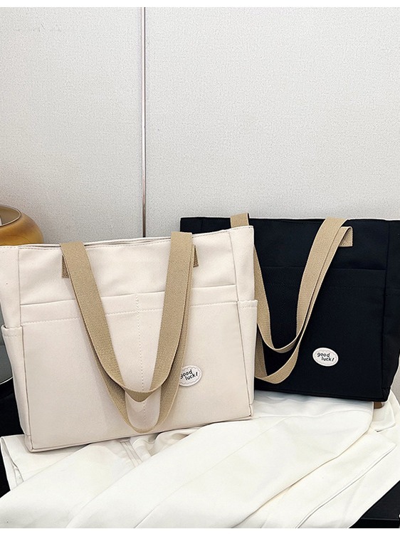 New Large Capacity Commuter Shoulder Tote Canvas Bag Durable Women's Work Bag - Image 3