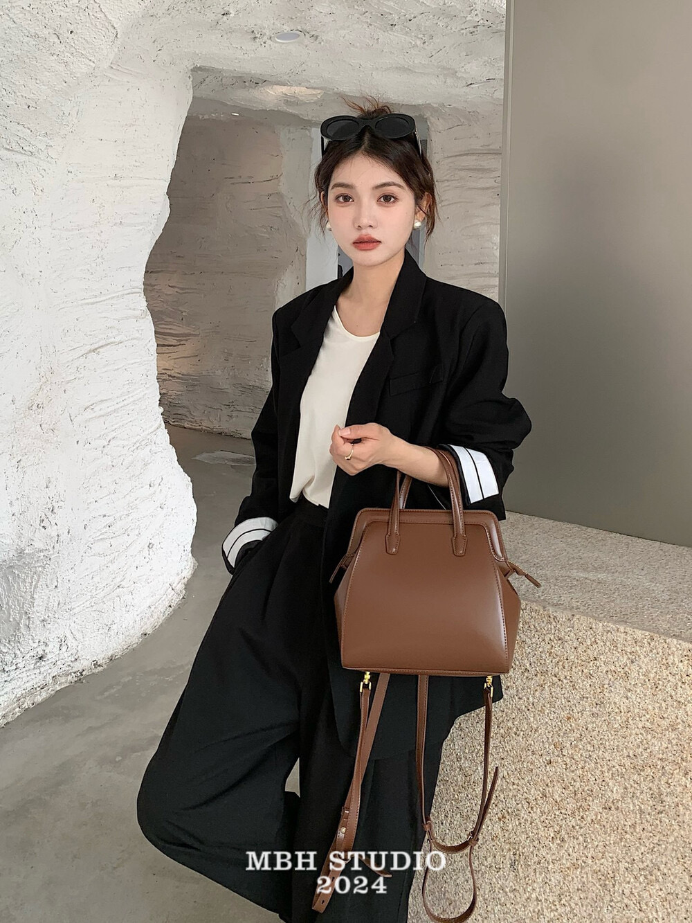 MBH Minimalist Solid Color Versatile Backpack with Shoulder Strap