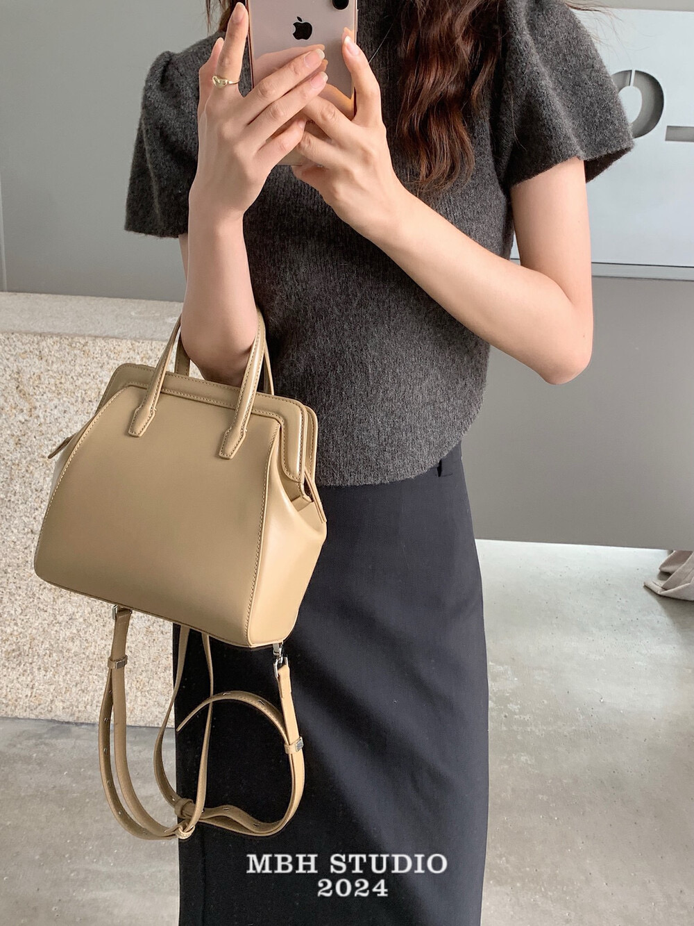MBH Minimalist Solid Color Versatile Backpack with Shoulder Strap - Image 3