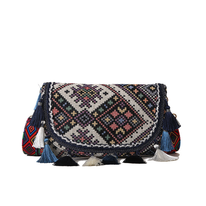 2025 Ethnic Style Woven Small Square Crossbody Bag with Tassel for Women - Image 5