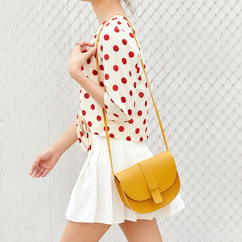 2023 New Urban Minimalist Solid Color Saddle Crossbody Shoulder Bag for Women - Image 3