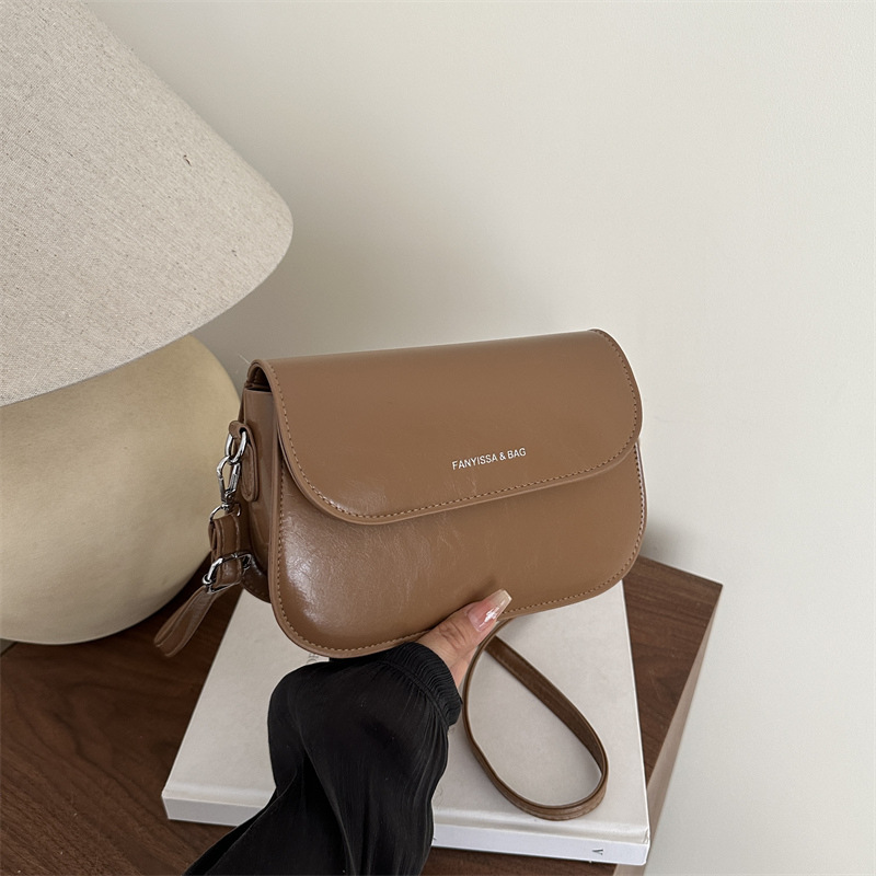 MZ Women's Small Square Saddle Crossbody Bag 2025 Korean Style Solid PU