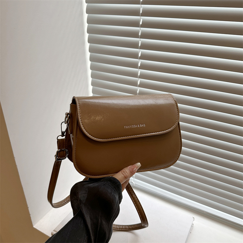 MZ Women's Small Square Saddle Crossbody Bag 2025 Korean Style Solid PU - Image 2